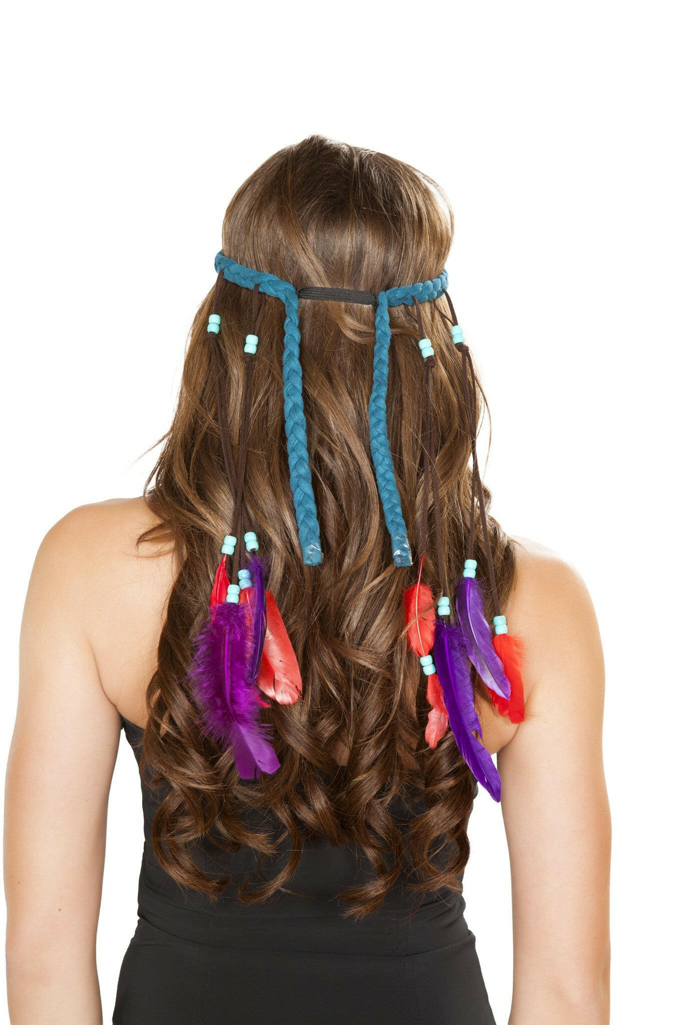 Roma Turquoise Headband w/Beads - Costume Accessory.