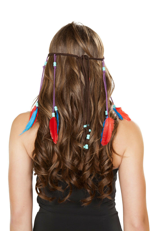 Roma Brown Headband w/Beads  - Costume Accessory.