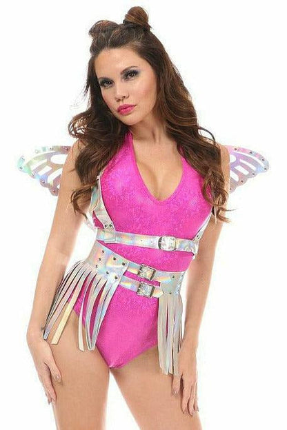 Silver Holo Large Butterfly Wing Body Harness.
