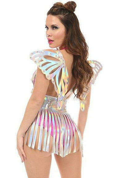 Silver Holo Large Butterfly Wing Body Harness.