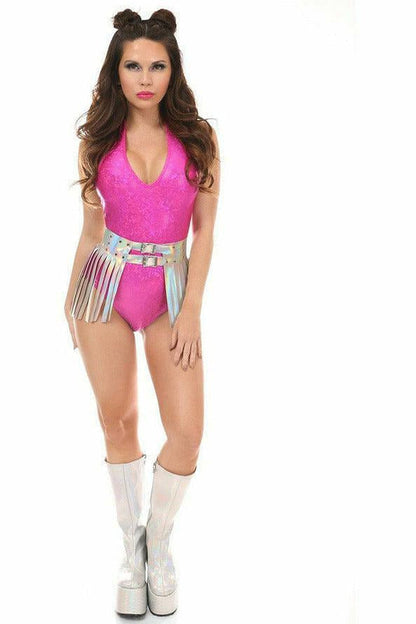 Silver Hologram Fringe Mini Skirt.