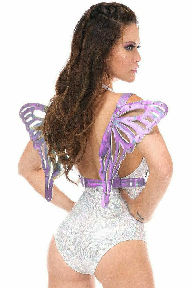 Lavender Holo Large Butterfly Wing Body Harness-Daisy Corsets