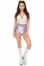 Lavender Hologram Fringe Mini Skirt.