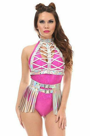 Silver Hologram Fringe Mini Skirt.