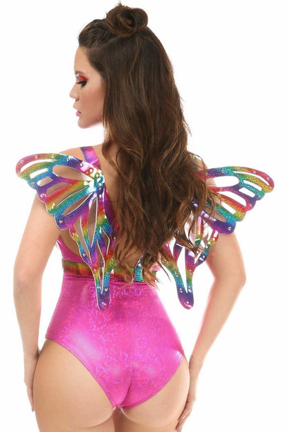 Rainbow Glitter PVC Large Butterfly Wing Body Harness.