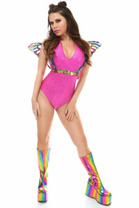 Rainbow Glitter PVC Large Butterfly Wing Body Harness-Daisy Corsets