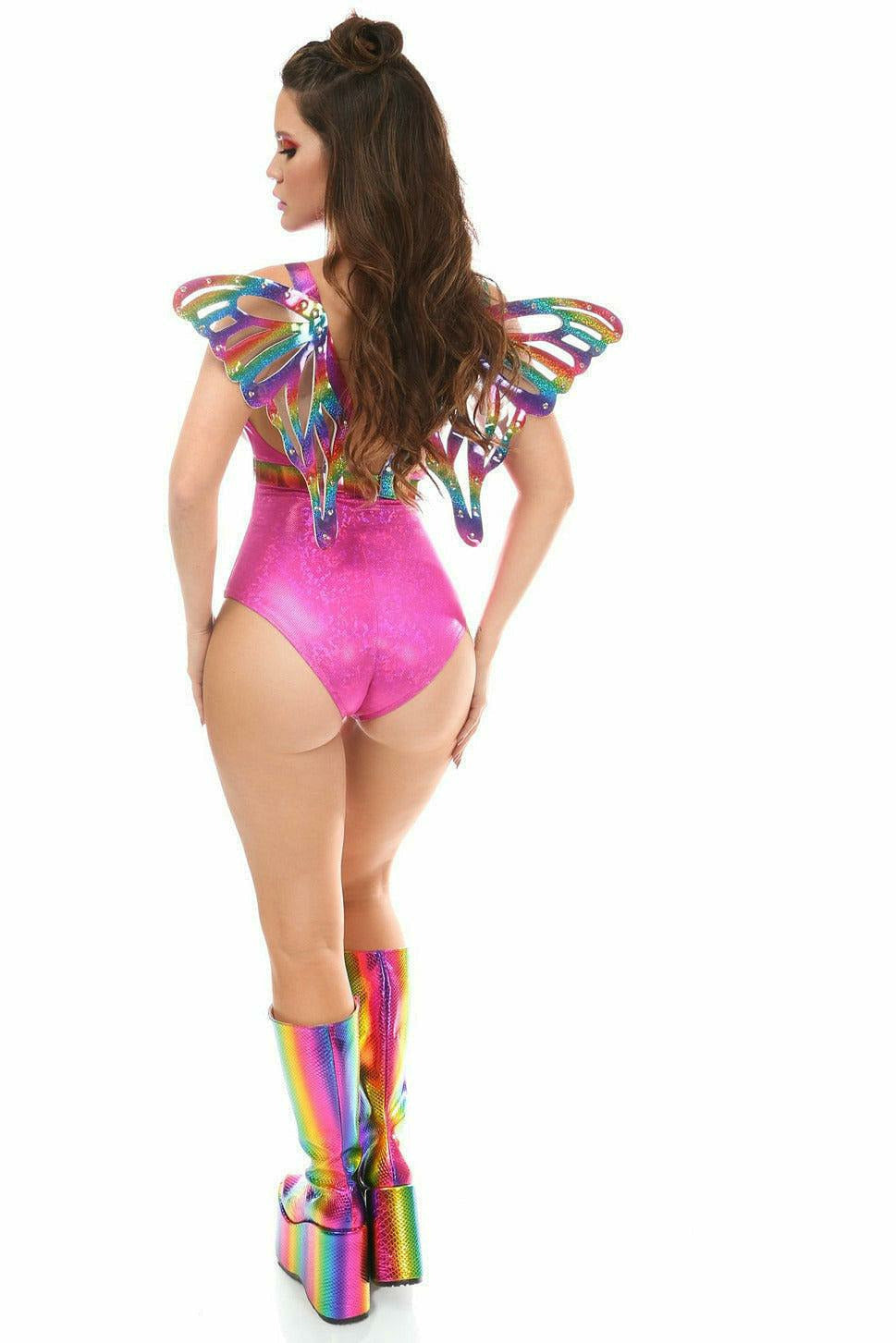 Rainbow Glitter PVC Large Butterfly Wing Body Harness.