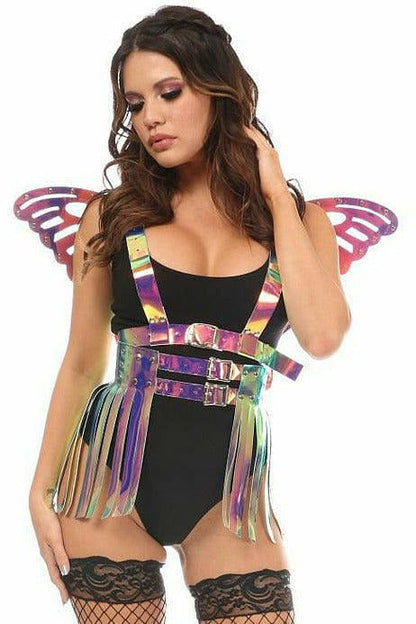 Rainbow Gold Holo Large Butterfly Wing Body Harness.