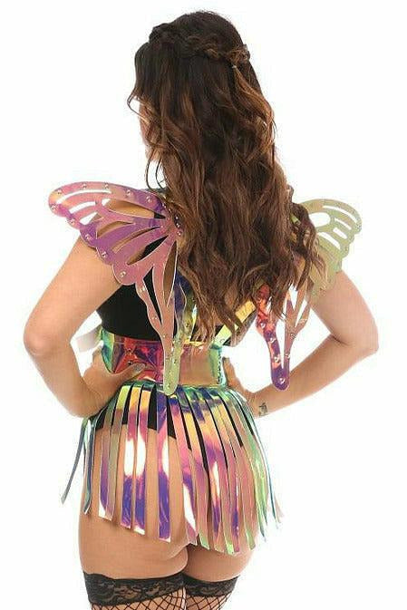 Rainbow Gold Holo Large Butterfly Wing Body Harness.