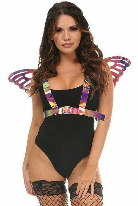 Rainbow Gold Holo Large Butterfly Wing Body Harness.