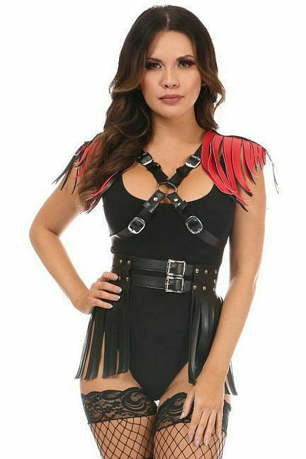 Vegan Leather Body Harness w/Fringe.