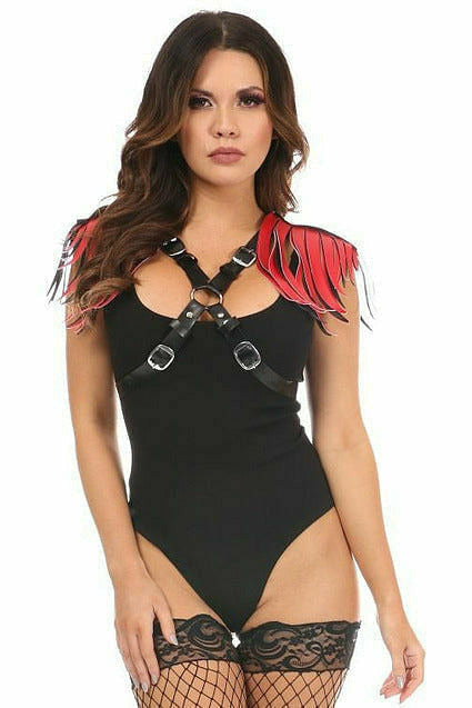 Vegan Leather Body Harness w/Fringe.