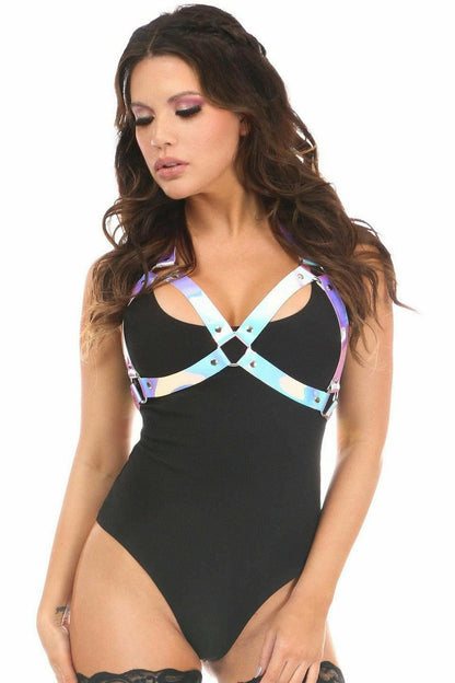 Blue/Purple Holo Halter Bra Harness.