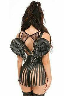 Black & Gold Vegan Leather Angel Wings-Daisy Corsets