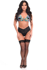 Blue/Teal Holo Strappy Bra Top-Daisy Corsets