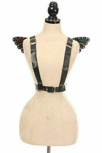 Vegan Leather & Rainbow Small Butterfly Wing Harness-Daisy Corsets