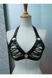 Candy Collection - Black Chain Lace-Up Bra Top Harness-Daisy Corsets