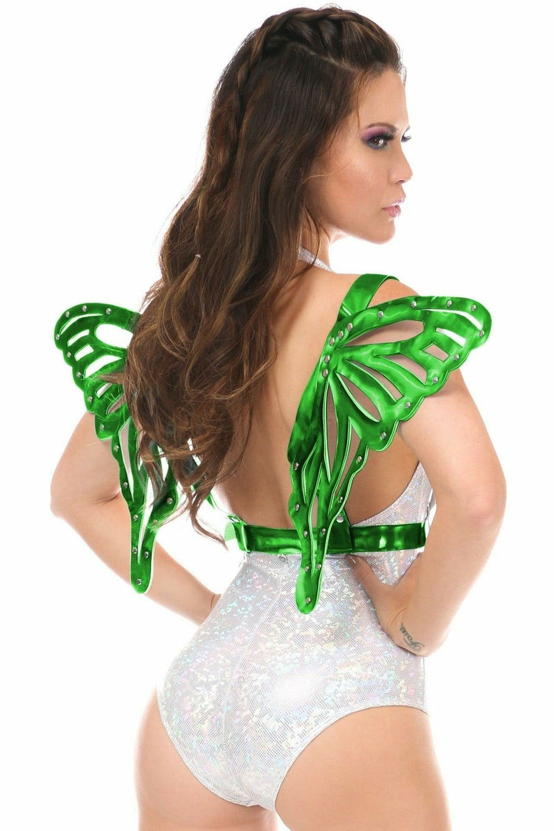 Green Holo Large Butterfly Wing Body Harness-Daisy Corsets