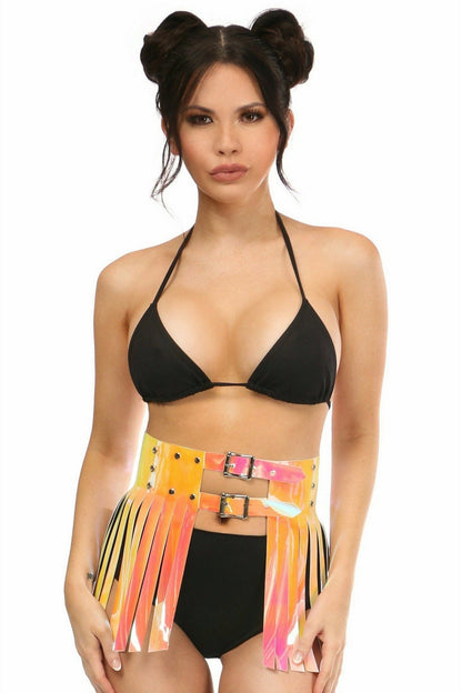 Yellow/Pink Holo Fringe Skirt.