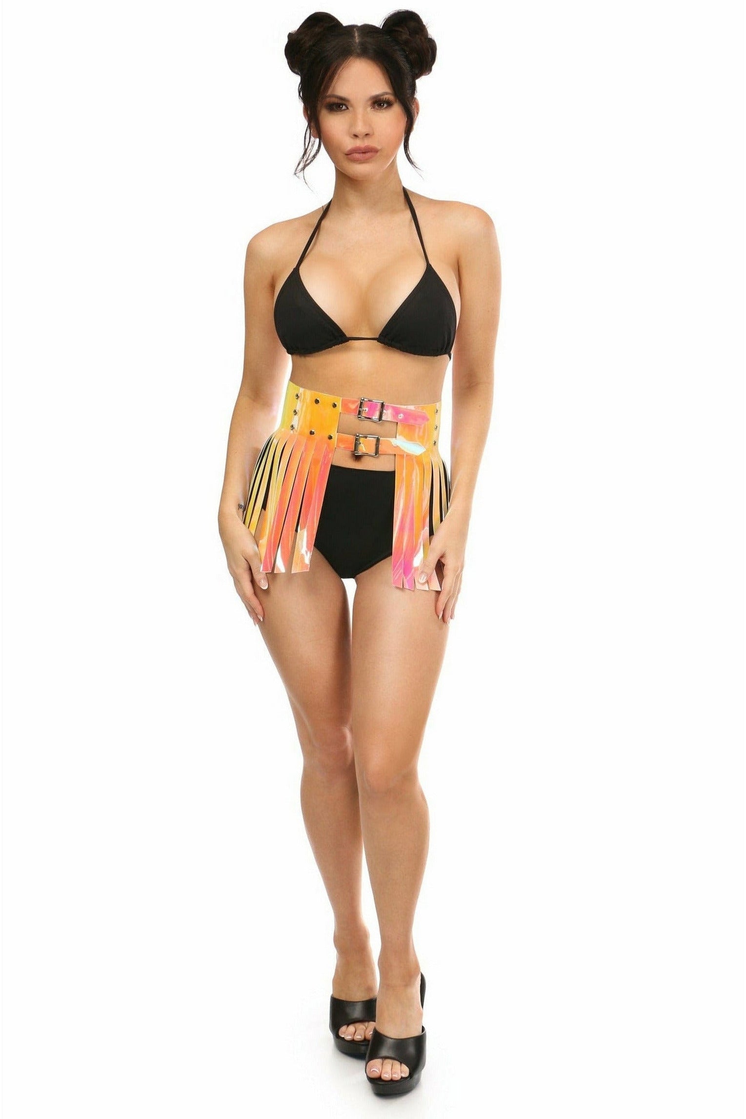 Yellow/Pink Holo Fringe Skirt.