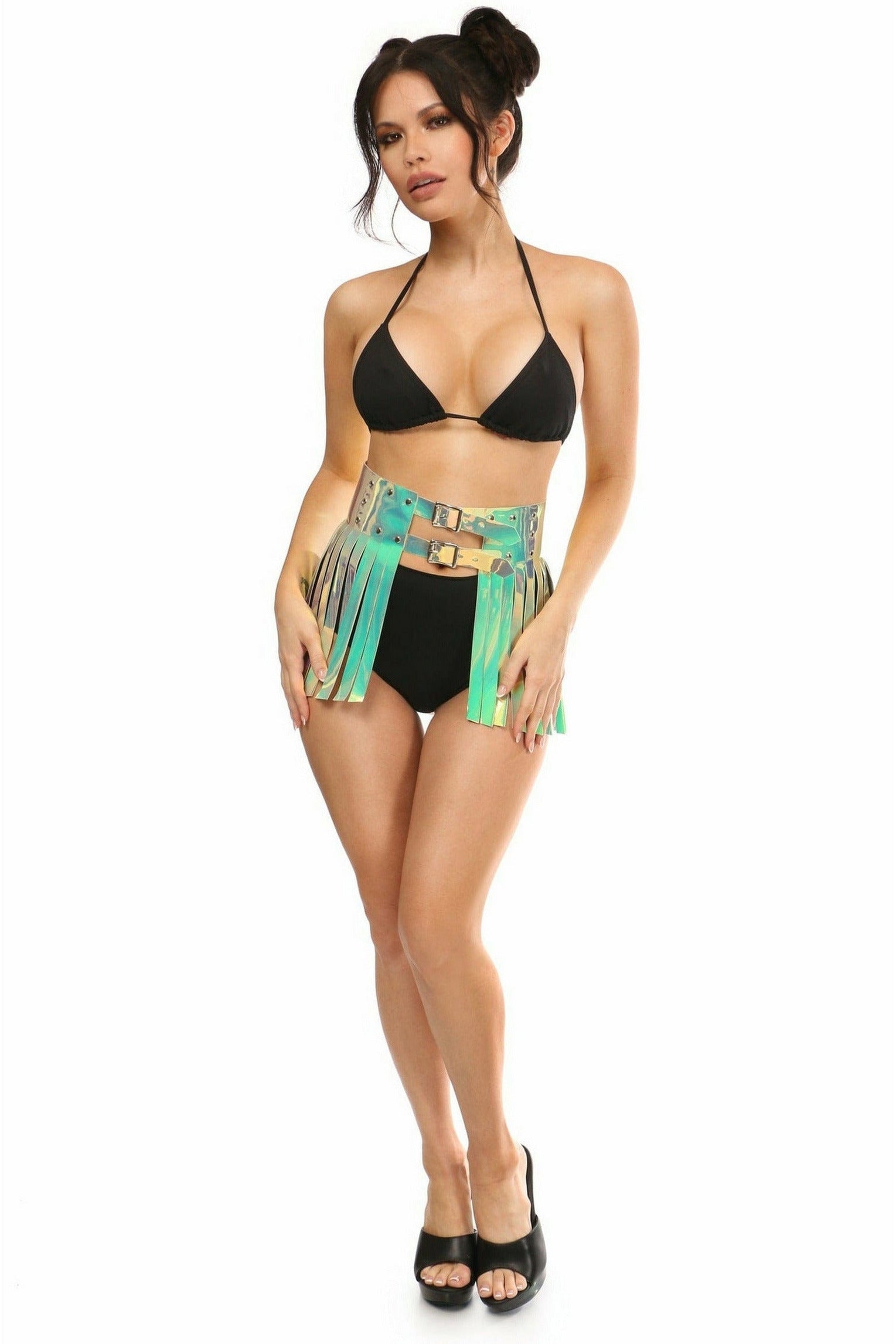 Mint Green Holo Fringe Skirt.