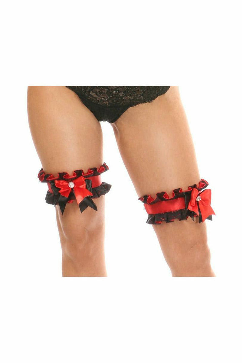 Kitten Collection Red/Black Lace Leg Garters (set of 2)-Daisy Corsets