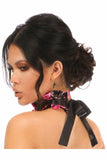 Kitten Collection Pink Floral Satin Choker-Daisy Corsets