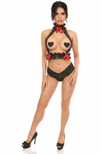 Kitten Collection Red Roses Satin Double Strap Body Harness-Daisy Corsets