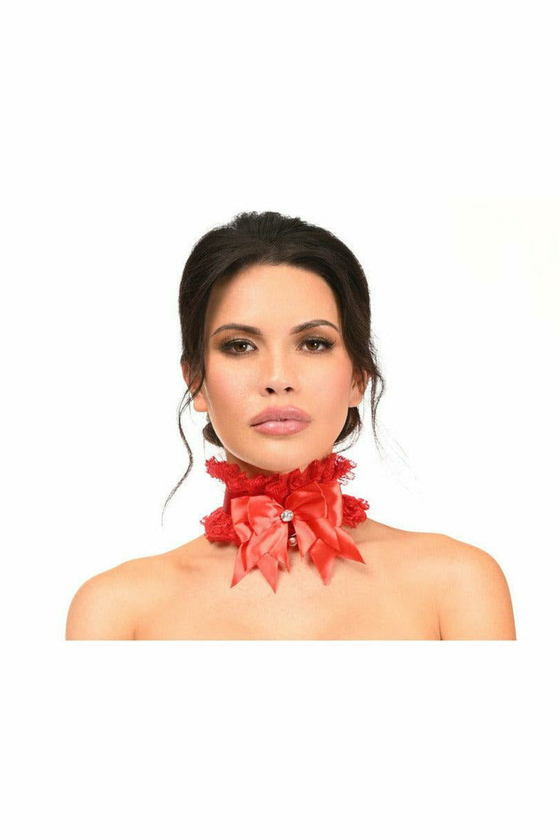 Kitten Collection Red/Red Lace Choker-Daisy Corsets
