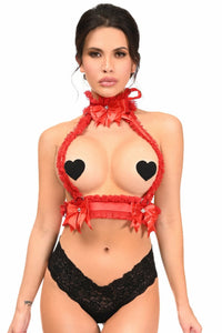 Kitten Collection Red/Red Lace Double Strap Body Harness-Daisy Corsets