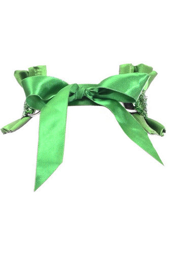 Kitten Collection Green Satin & Sequin Choker.