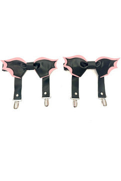 Black/Pink Bat Leg Garters-Daisy Corsets