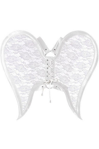 White/White Faux Leather & Lace Angel Wing Body Harness.