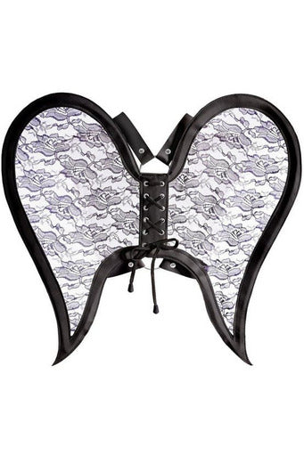 Black/Black Faux Leather & Lace Angel Wing Body Harness.