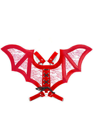 Red/Red Faux Leather & Lace Wing Harness.
