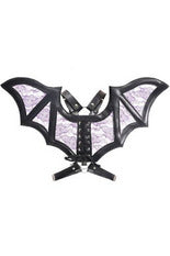 Black/Purple Faux Leather & Lace Wing Harness-Daisy Corsets