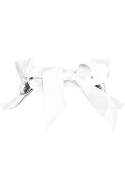 Kitten Collection White/Silver Satin & Sequin Choker-Daisy Corsets
