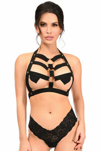BOXED Black Stretchy Body Harness w/Gold Hardware-Daisy Corsets