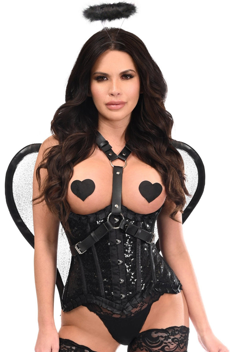 Silver Sequin Angel Wings Body Harness-Daisy Corsets