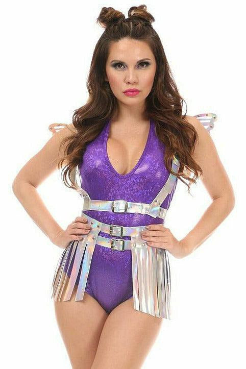 Silver Hologram Fringe Mini Skirt.