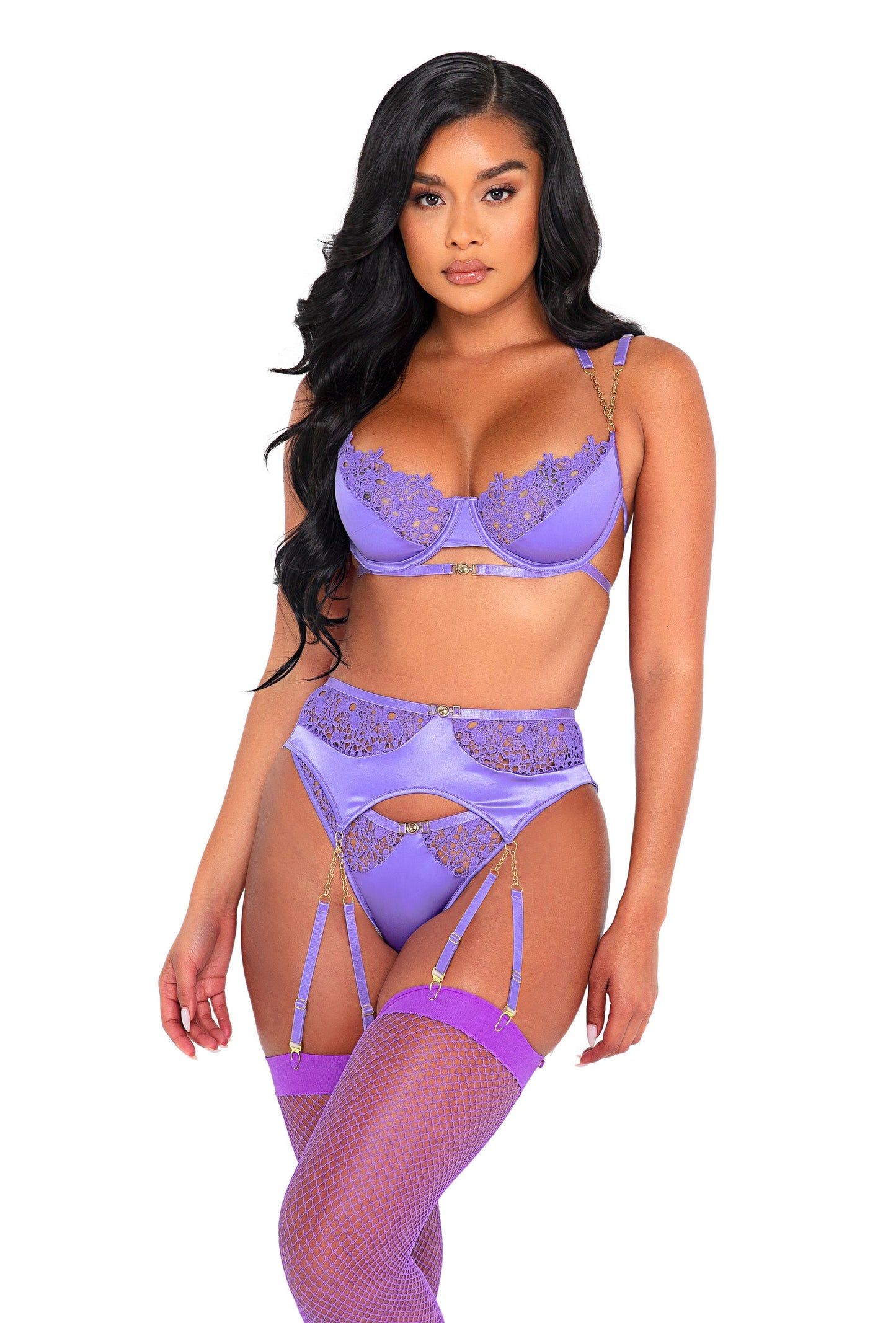 Roma 3pc Embroidery Lace & Satin Bra Set Roma Confidential.