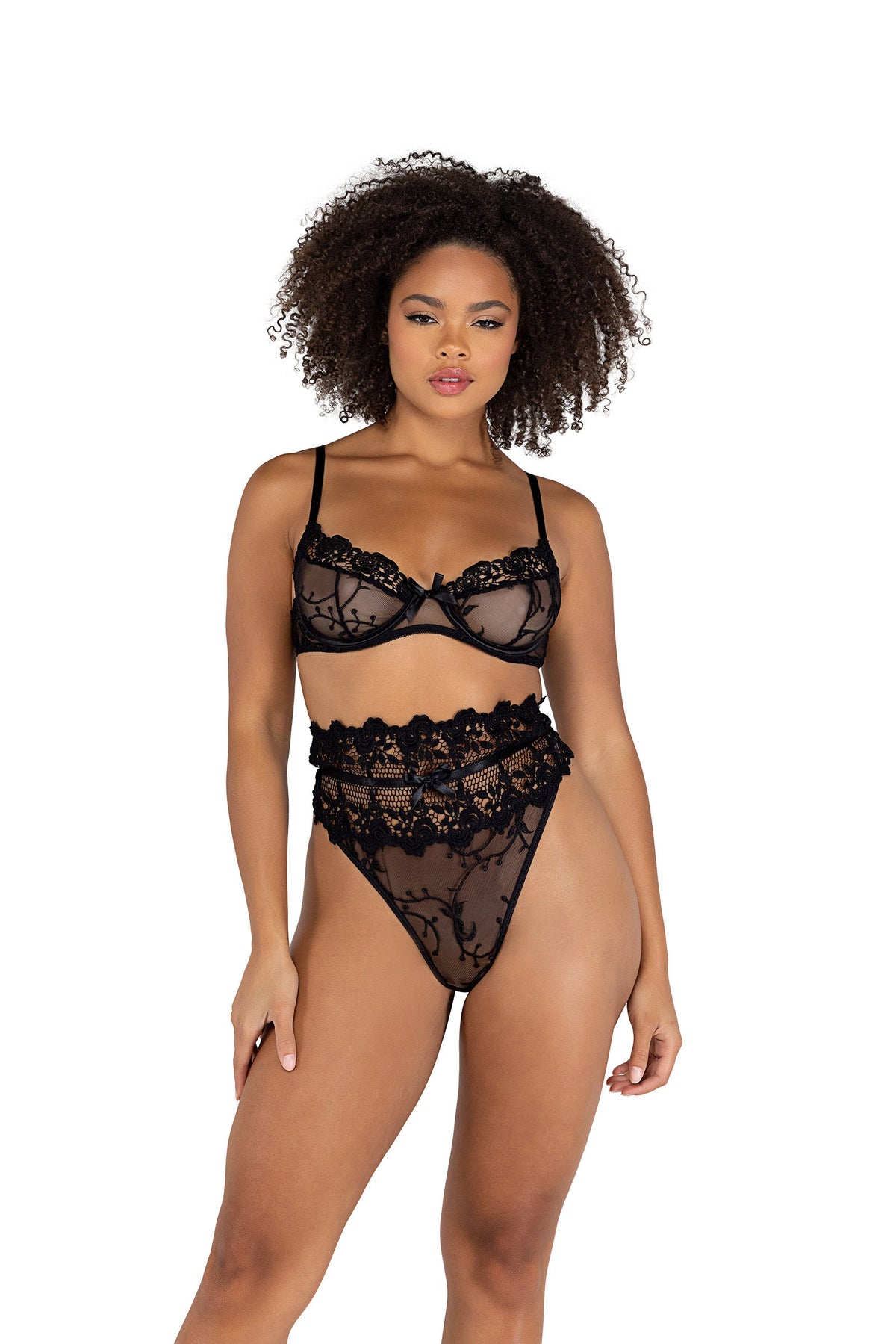 2PC Floral High-Waisted Bra Set Roma Confidential-Roma Costume
