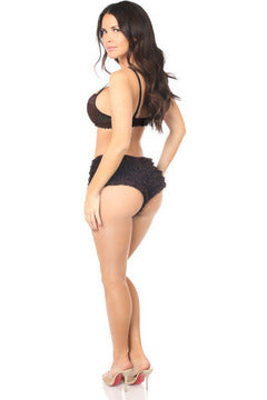 Dark Brown Lace Ruffle Panty.