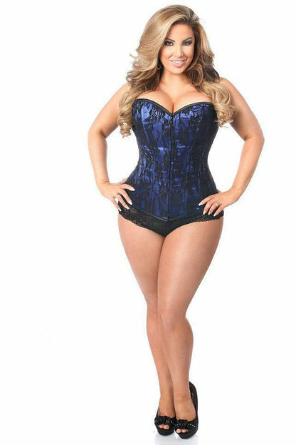 Lavish Blue Lace Front Zipper Corset.