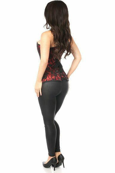 Lavish Red Lace Front Zipper Corset.