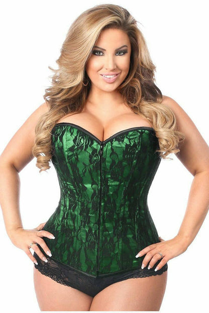 Lavish Green Lace Front Zipper Corset.
