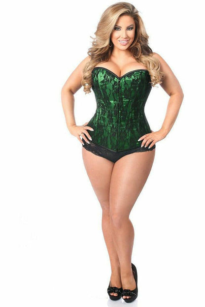 Lavish Green Lace Front Zipper Corset.