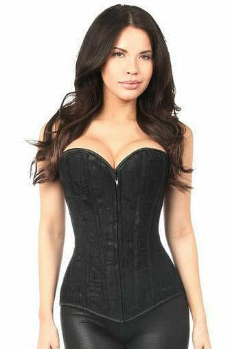 Lavish Black Lace Front Zipper Corset.