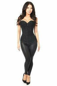 Lavish Black Lace Front Zipper Corset.
