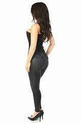 Lavish Black Lace Front Zipper Corset.